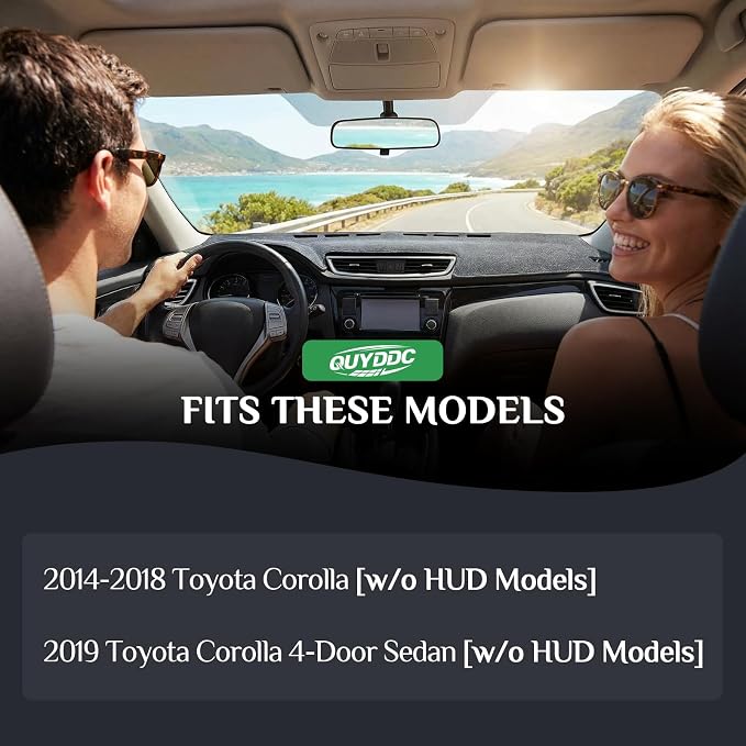 Dash Cover, Anti-Glare, Sun Protection, Dustproof, UV-Proof, Dashboard Covers, Interior Car Accessorie Fit for 2014-2019 to-yota Corolla, Grey