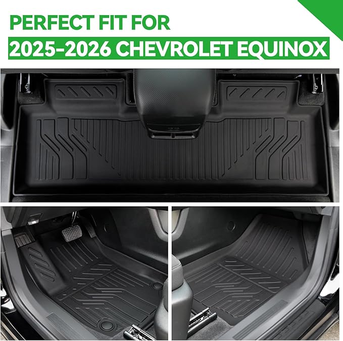 Floor Mats & Cargo Liners & Backrest Mat for 2025 2026 Chevy Equinox (Only Gas) & GMC Terrain 2025 2026, Door Sill Guards, All Weather TPE Car Floor Mats, Trunk Liner for Chevrolet Equinox Accessories