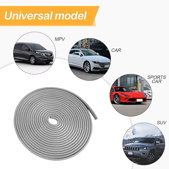 Osilly Car Door Edge Guards, 16Ft Rubber Seal Car Door Edge Trim, U Shape Door Edge Protector Guard, Aluminum Weather Proofing Automotive Door Edge Molding Protection for Most Car (Gray)