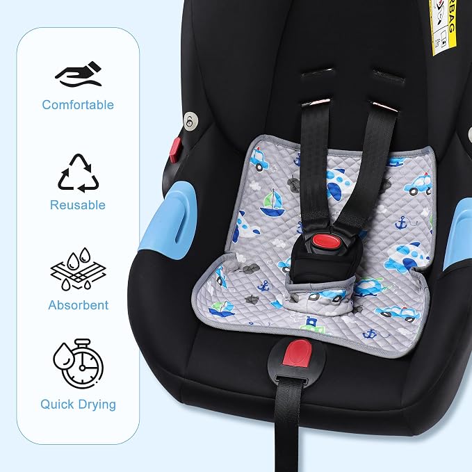 Car Seat Protector for Potty Training, 2 Pack Waterproof CarSeat Liner Toilet Training for Baby Infant Toddler, Dry Seat Piddle Pads Cover for Strollers (Plane-Grey)