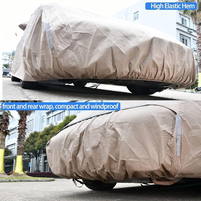 Tecoom Waterproof All-Weather Car Cover, Thick Non-Woven Outdoor Full Cover with Hidden Zippered Mirror Pockets, Rain Sun Wind Hail Protection, Universal Fit 167–172" for BMW Z4