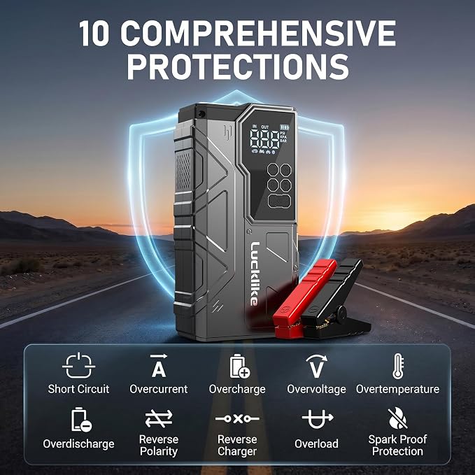 7000A 150PSI Car Battery Jump Starter with Air Compressor Battery Jump Box | for 12V(All Gas/12L Diesel), 21800mAh Car Battery Jumper Starter Portable with Auto-Shutoff Tire Inflator, 800lm Light