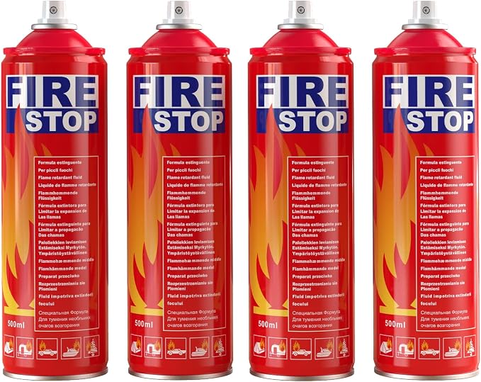 AmzBoom Fire Extinguisher 4-Pack with Mount Brackets，Portable for Home, Kitchen, Car, Boat，BBQ -Multi-Purpose Fire Protection