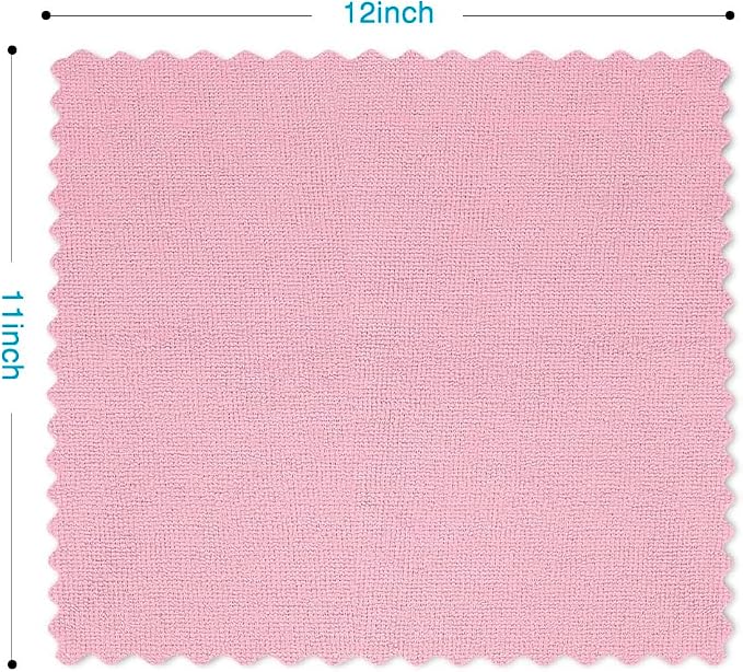 Orighty Microfiber Cleaning Cloth - 24 Pack, Pink Cleaning Rags 12x11 inch | Microfiber Towels for Cars, Highly Absorbent Household Cleaning Supplies, Reusable Lint Free Cloths for House, Kitchen