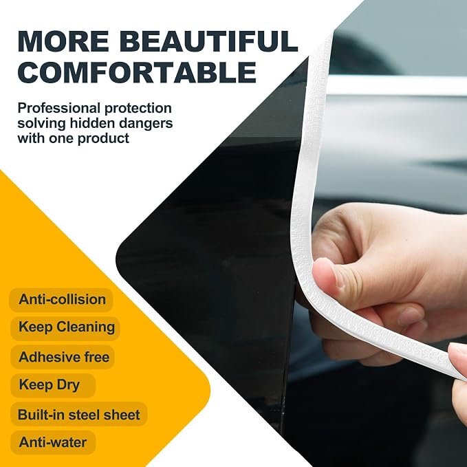 Car Door Protector Edge Guards,Rubber Door Edge Guard No Glue Car Accessories Rubber U Shape Car Trim Door Protectors Seal for Sedan, Trucks, SUV, ATV, Boats(16.4FT,White)