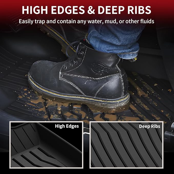 LASFIT Floor Mats for Mercedes Benz GLE 2016-2019 & ML Class 2012-2015 350/400 /63 AMG S, All Weather TPE Floor Liners Custom Fit GLE & ML Car Mats, 1st & 2nd Row, Black