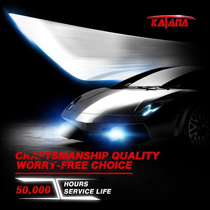 Katana 9006 Bulb, HB4 400% Brightness 6500K 1:1 Size Plug and Play Fog of 2 | Cooling Fan,360°Beam Angle