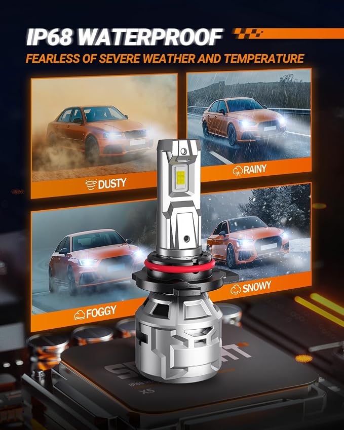 SEALIGHT 30000LM Brightness 9012 led Bulb, 6500K Non-Polarity 9012 Fog Light, 60000Hrs Long Lifespan with 15000RPM Cooling Fan, Plug and Play, IP68 Waterproof, Pack of 2