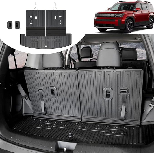 Cargo Mat for Hyundai Santa FE 2024-2026 (Fit Hybrid and Gas), All Weather TPE Cargo Mat with Backrest Mat Rear Cargo Liner Protection for Hyundai Santa Fe