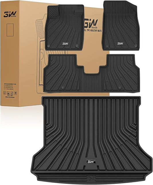 3W Floor Mats & Cargo Liner Fit for Volkswagen ID.4 2021-2026 (Non-Adjustable Carpet Floor), All Weather ID4 Custom Floor Liner Set for ID4, Black, Cargo Liner Only for Upper Trunk Area