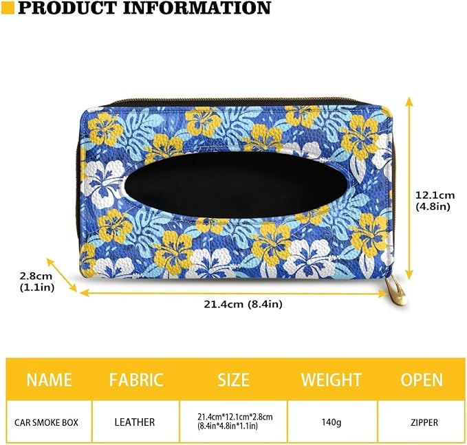 Tropical Flowers Car Visor Tissue Box Music Print Car Napkin Holder Tropical Flowers Car Mask Holder Tissue Holder PU Leather