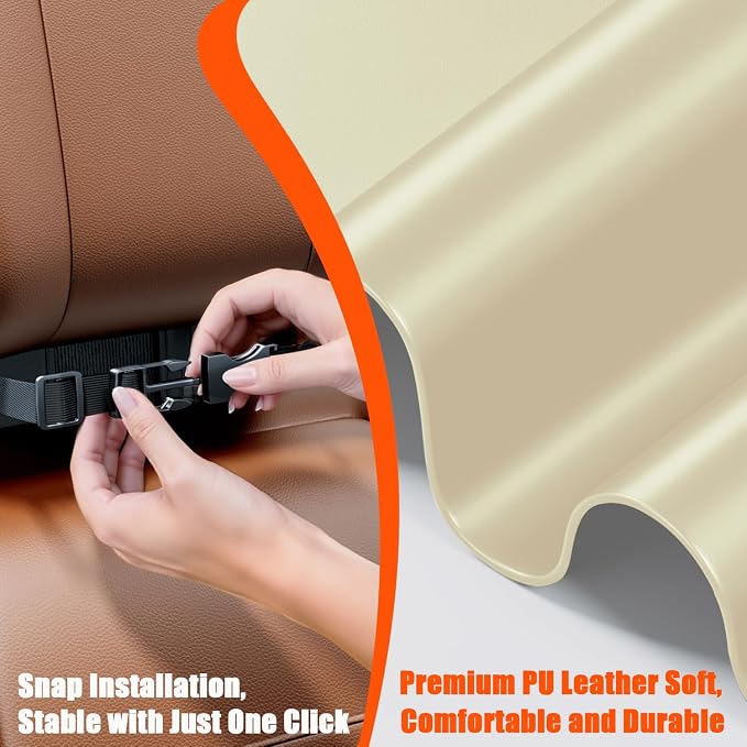 Car Tissue Holder (2Pack), Car Kleenex Holder Fits 100-160 Count | Premium PU Leather,Keep Tidy,Universal,Large tissue box,Backseat Car Napkin Holder,Tissues Dispenser for Car,Beige