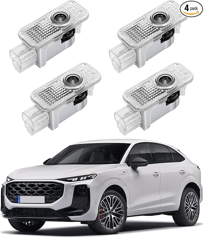 Car Door Lights Logo Projector - 4K HD Puddle Lights for A1/A3/S3/RS3/A4/S4/RS4/A5/S5/RS5/A6/S6/RS6/A7/S7/RS7/A8/S8/Q3/Q5/SQ5/Q7/SQ7/Q8/SQ8/RSQ8/TT/TTS/TTRS/R8 Series (4 Pack)