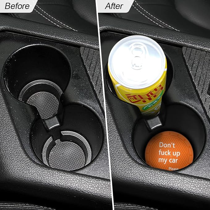 8sanlione Car Cup Coaster, 4Pcs 2.75 Inch Auto Cup Holder Insert Coasters, Anti-Slip Waterproof Embedded Drink Mat, Automotive Interior Accessories for Men and Women (D Orange/4PCS)