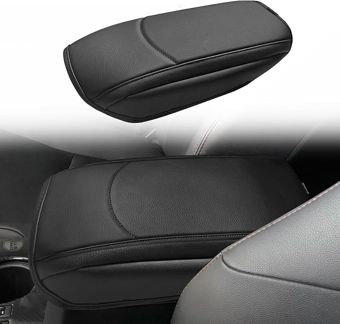 Muslogy Center Console Armrest Cover Fit for Toyota 4Runner 2010-2024 Accessories, Comfort Armrest Pad Console Lid Cushion Vegan Leather Regular Thick