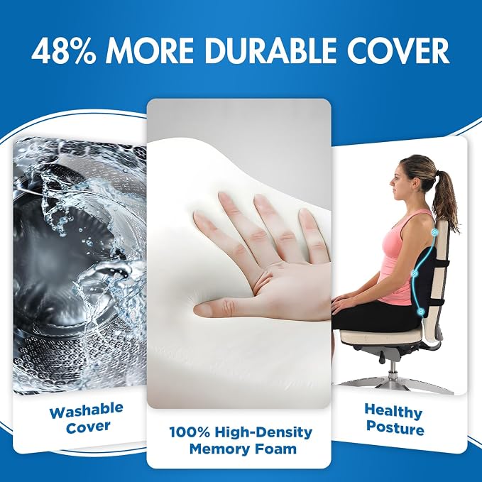 Niceeday Lumbar Support Pillow for Office Chair Car, Gaming Chair Lower Back Pain Relief Memory Foam Cushion with 3D Mesh Cover Ergonomic Orthopedic Back Rest Lower Back Support