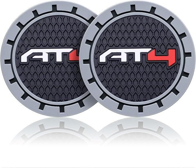 Black Silicone Car Coasters for GMC AT4 Series Non-Slip Car Cup Holder Coasters,Car Interior Accessory for Car Cup Holder 2Pcs 2.75 Inch