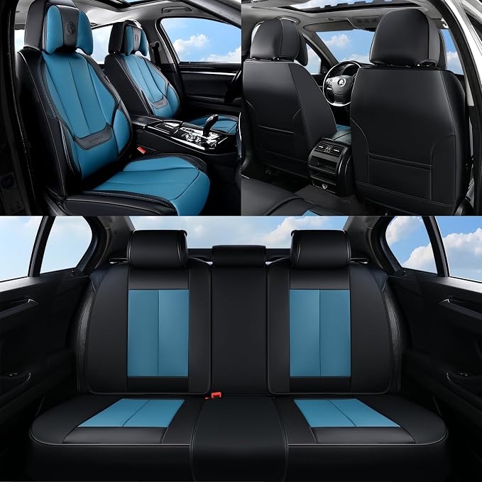 Coverado Car Seat Covers, Seat Covers for Cars, Waterproof Leather Auto Seat Protectors, Leather Car Seat Cushion, Car Interiors Accessories Universal Fit for Most Cars