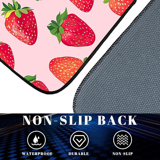 Strawberry Car Floor Mats Set of 4 Pink Cartoon Colorful Animation Carpet Front Rear Carpets Mat Non-Slip Auto Car Accessories Universal Fit for Car SUV Truck Van
