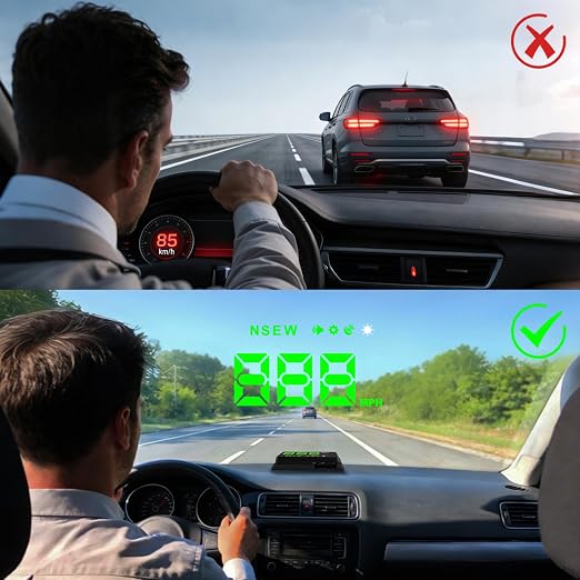 Heads up Display for Cars,Car HUD,Head up Display for Car,Car Speedometer Display,Automatic Brightness Adjustment,Speeding Alert,USB Cable Plug & Play