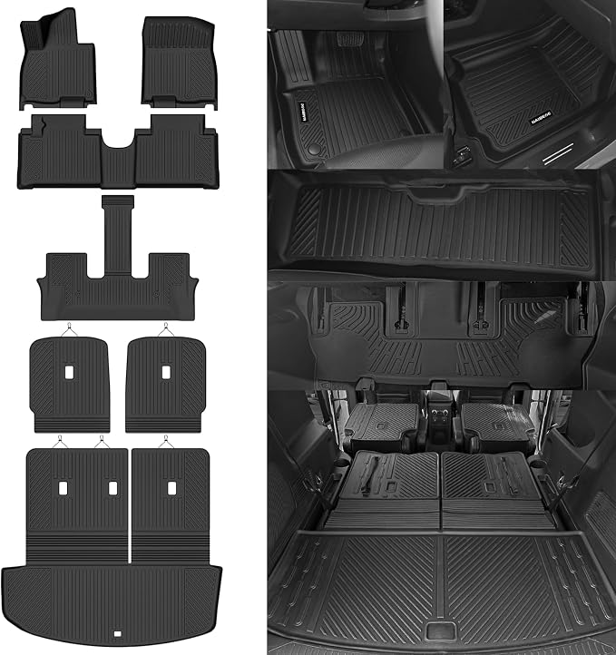 Naibeve Floor Mats for 2026 Hyundai Palisade Hybrid 7 Seats (Bucket Seats) | All Weather Custom Fit Floor Mats, Cargo Mat, Backrest Mats, (Not for Gas) Interior Protector accessories