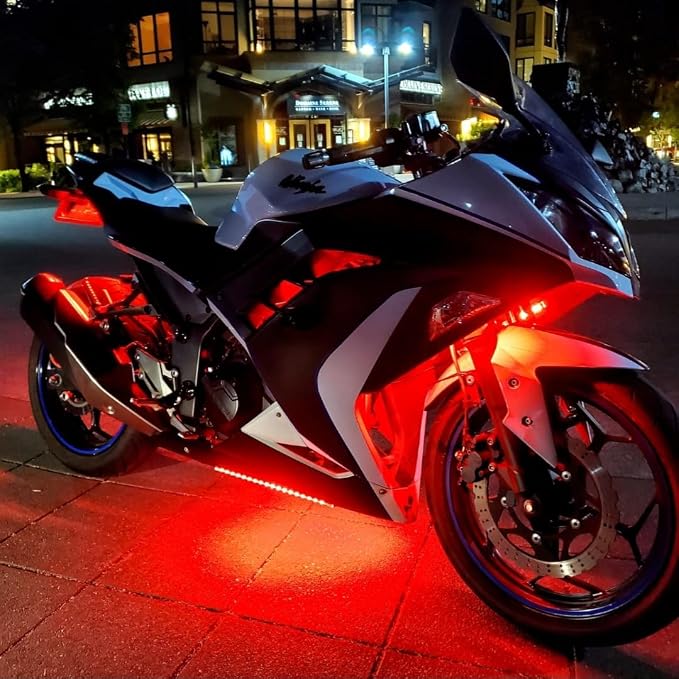YM E-Bright Car Led Strip Lights for Golf Cart Underglow Motorcycles Marine Boat Kayak Interior Exterior 5050 Chipset 15SMD Waterproof IP67 12V,Red(Pack of 4) | 5050 15SMD LED chip, fits car, golf cart, motorcycle, marine boat & kayak for interior & ex...