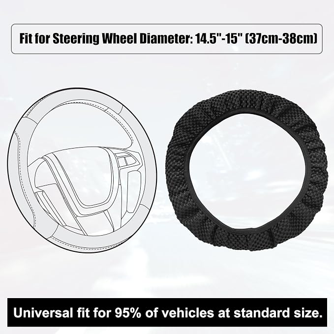 X AUTOHAUX Steering Wheel Cover Universal Elastic Stretch Antislip Breathable Microfiber Ice Silk Interior Trim Wheel Protector for Car Truck SUV Black