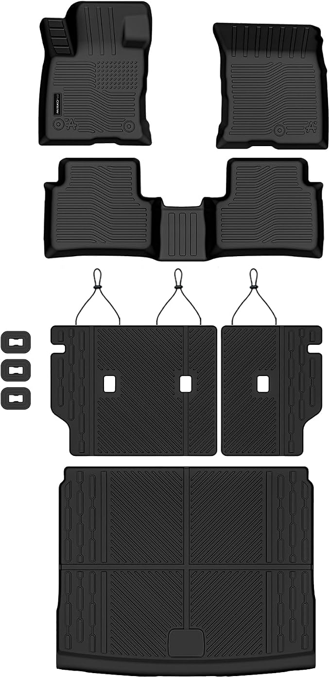 AUXKO All Weather Floor Mats Cargo Mat Fits for Ford Bronco Sport 2021-2026 with Backrest Mat TPE Liners All Season Accessories Guard Odorless Anti-Slip Floor Liners Trunk Tray