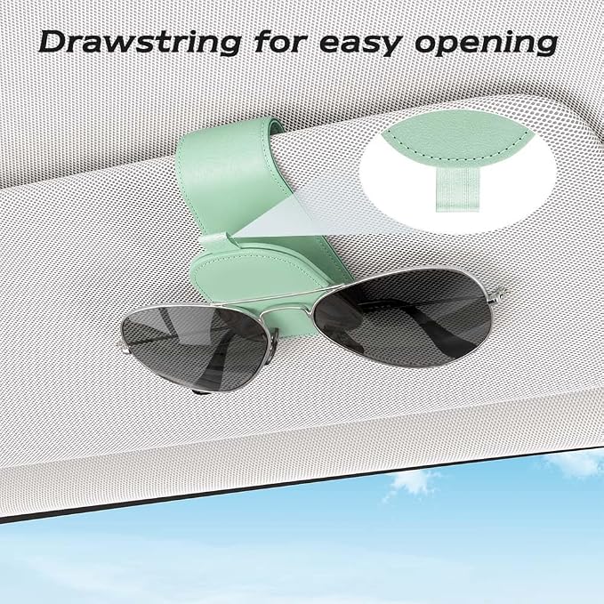 Sotfamily Sunglass Holder for Car Visor, Suede Cloth Magnetic Sunglass Organizer for Car Accessories, 2 Packs, Pastel Green