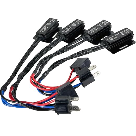 H4 9003 LED Load Resistor Adapter 50W 6Ohm Upgraded Canbus Decoder Fix Headlights Fog Light Error Code Anti-Flicker Wiring Relay Harness