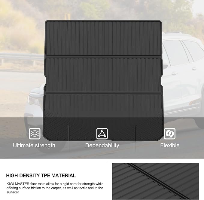 Kiwi Master Folding Cargo Mat for 2016-2026 Honda Pilot | OEM Replacement 08U45-TG7-100, Custom Fit All Weather Car Rear Cargo Liner, Heavy Duty TPE Tray Trunk Mat, Black