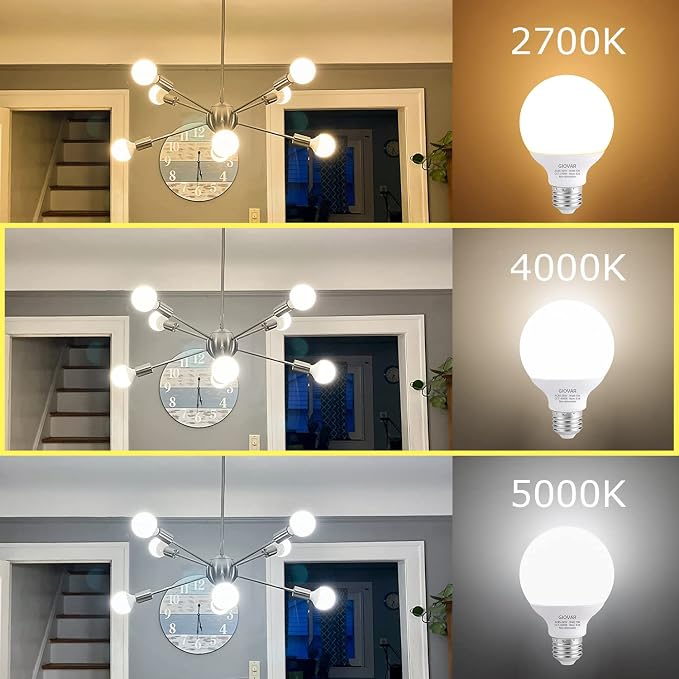 8-Pack LED Bathroom Light Bulbs, 4000K Natural White Night Light Bulb, Non Dimmable Makeup Mirror Lights for Bedroom, E26 Medium Screw Base