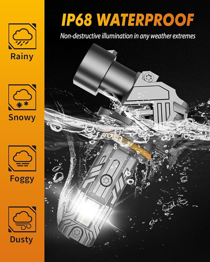 FORENNER H11 9005 Headlight Bulbs Combo, 120,000LM Brightness, 6500K Cool White H9/H8 HB3 High/Low, 10-Year Service Life with Cooling Fan, 1:1 Halogen-Replacement, No-Polarity Plug N Play, Pack of 4