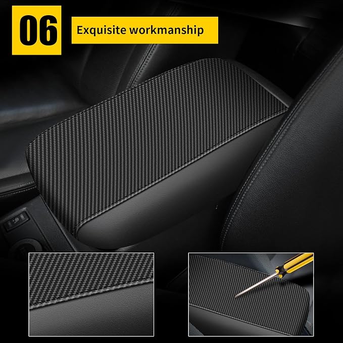 AOMSAZTO Carbon Fiber Armrest Covers for 2012 2013 2014 2015 Honda Civic Black