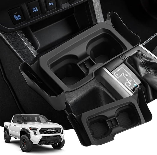 Autorder Center Console Cup Holder Insert for 2016-2023 Toyota Tacoma Interior Accessories, TPE Silicone Material 2-in-1 Center Console Drink Cup Holder Insert