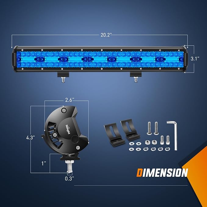 Nilight 20 Inch LED Light Bar Blue Triple Row 420W Spot & Flood Combo 42000LM Driving Boat Off Road Lights Fishing Hunting Emergency Safety Lights for UTV Pick-up Van Tractor