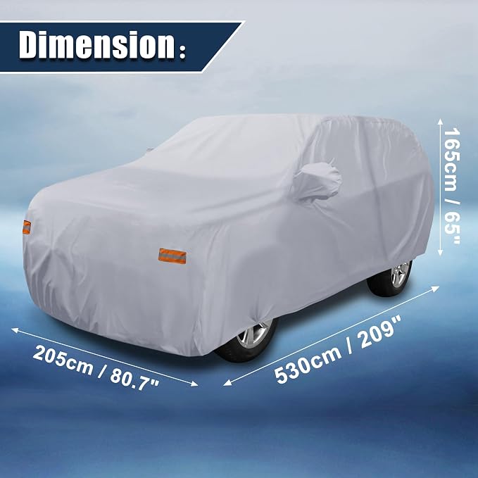 X AUTOHAUX SUV Car Cover for Chevrolet Tahoe 4 Door 2007-2024 Outdoor Waterproof Sun Rain Dust Wind Snow Protection 190T PU W/Driver Door Zipper Gray