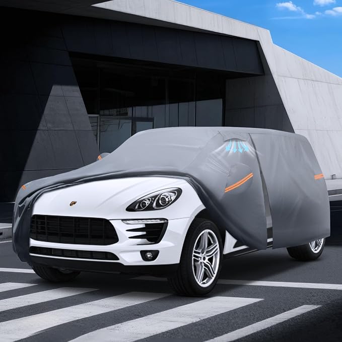 Waterproof Porsche Macan(2014-2026) Car Cover with Breathable Vents, [Upgrade] Premium Covers with Cotton Liner and Zipper Door,Sun Rain Snow Dust Uv Protection.(Gift with Towel)
