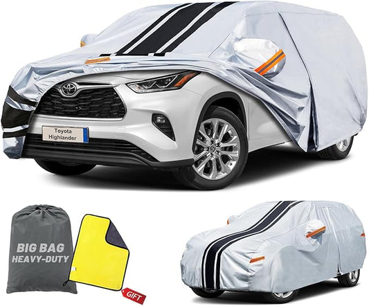 SUV Car Cover Custom Fit for Toyota Highlander (2001-2026) | Waterproof All Weather for Automobiles Full Exterior Cover Rain Sun Snow UV Protector.