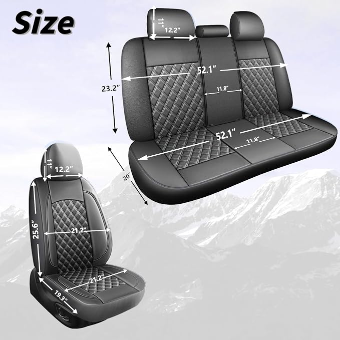 HChengkikz Front Car Seat Cover, Waterproof Nappa Leather (Gray) | Breathable, Airbag compatible, Easy to Install, Universal Fit for Most Cars, Sedans, SUVs, Vans, Trucks