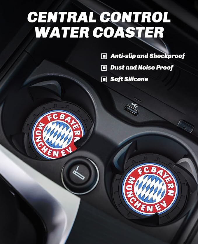 Cup Holder Insert Coaster for Bayern Munich UEFA UCL Fans,Anti Slip Car Cup Coaster Interior Accessories