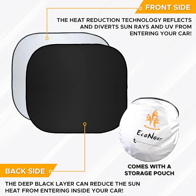 EcoNour Windshield Sun Shade Cartoon Design Medium Size (31" L x 28" W), Funny Printed Car Sunshade Foldable, 240T Polyester Blocks Heat and UV Rays for Front Window Protection