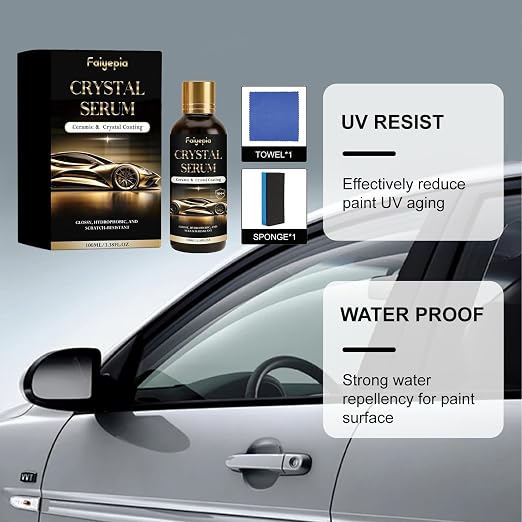 Crystal Serum for Cars, 100ML Advanced Graphene Ceramic Coating for Cars, 9H+ Hardness Coating for Auto Paint Protection, Deep Gloss Hydrophobicty Anti Scratch (2PC)