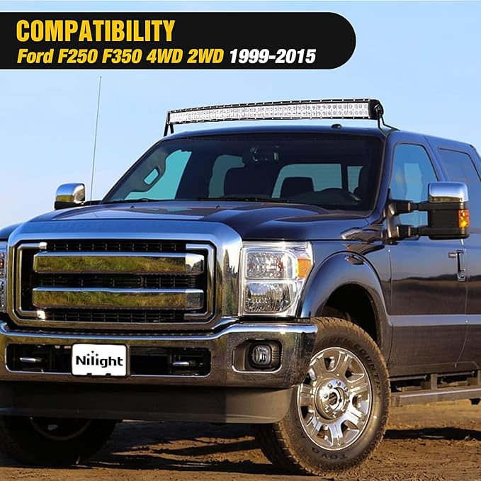 Nilight 52 inch LED Light Bar Bracket Mounting Upper Windshield Roof Cab Brackets Compatible with Ford F250 F350 4WD 2WD 1999-2015