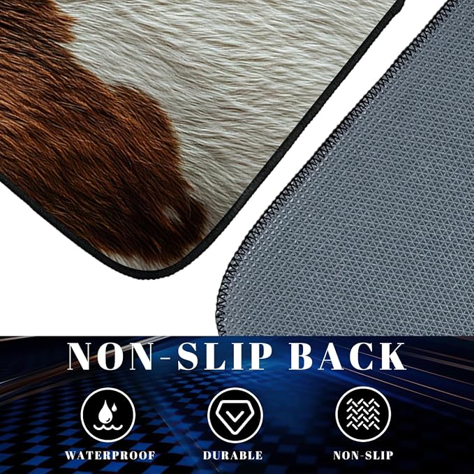 Cow Car Floor Mats Set of 4 Skin Brown White Spot Natural Texture Carpet Front Rear Carpets Mat Non-Slip Auto Car Accessories Universal Fit Car Accessories for Truck