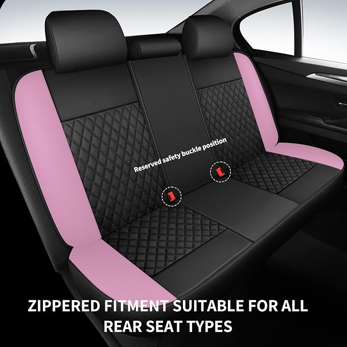 HChengkikz Faux Leather Full Set Car Seat Covers, Front & Split Rear | Bench Seat Protectors, Easy to Install Universal Fit for Sedans, Trucks, Vans, SUVs Automotive Interior Accessories