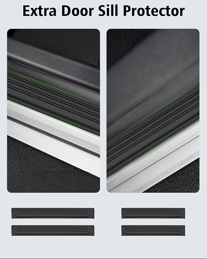 Floor Mats & Cargo Liner Custom for Kia Seltos 2021-2025 2026, Door Sill Protectors, All Weather TPE Anti-Slip 1st & 2nd Row & Trunk Mat for Seltos 2025 Accessories, Black (Upper Cargo Floor Liner)