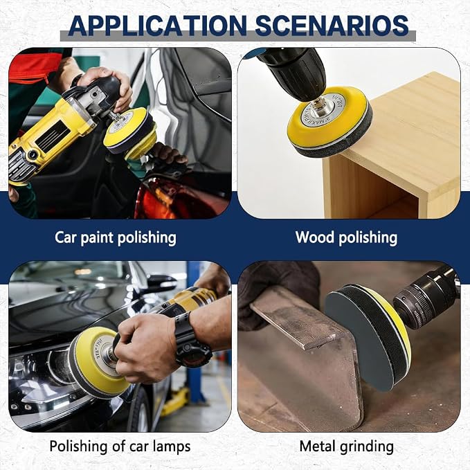 38PCS Car Headlight Restoration Kit, 3 Inch Mixed Sandpaper Set, Headlight Polishing Kit Include Sanding Disc Scouring Pad Polishing Pad for Drill, Universal Car Headlight Renewer Kit