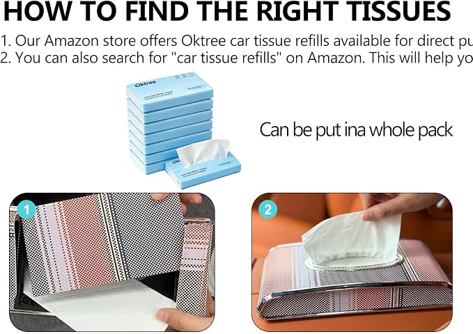Car Tissue Holder, Faux Leather Visor Tissue Box Holder with Secure Clip, Hanging Tissue Dispenser for Sun Visor or Seat Back, Easy Access Organizer, Fits Most Cars SUVs Trucks (Hanging)