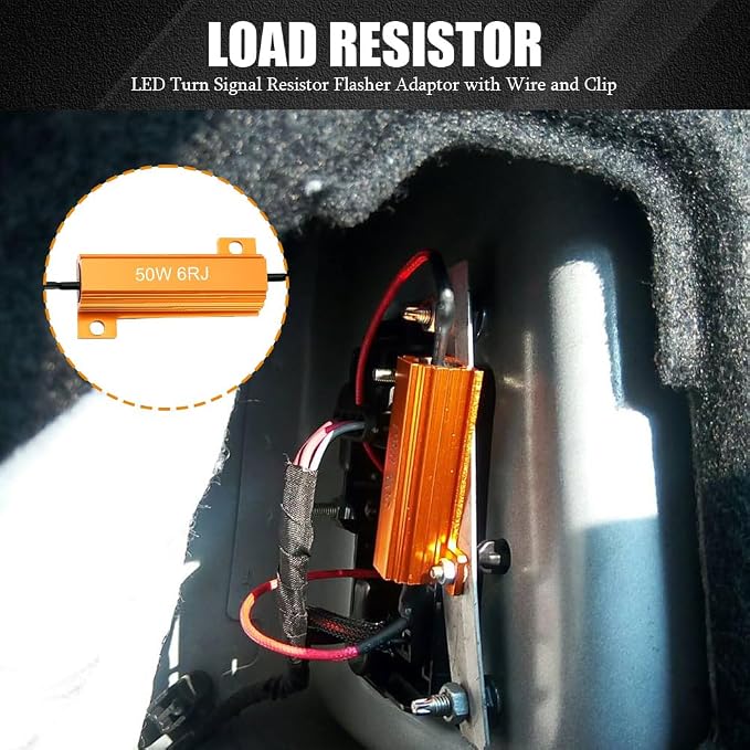 4PCS Load Resistors, 50W 6Ohm Car Resistors, LED Turn Signal Resistor Flasher Adaptor, Aluminum Case Resistor for Fix LED Bulb Fast Hyper Flash Turn Signal Blink Error Code (6RJ, 4PCS)